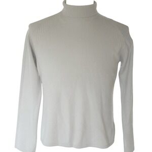 Wms Cashmere Turtleneck Sweater Light Beige Ribbed Knit L Quiet Luxury ISDA & CO